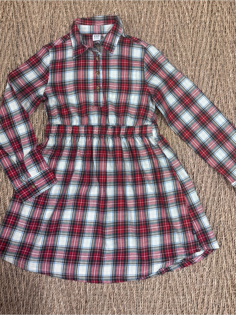 Gap Kids Plaid Long-Sleeve Dress